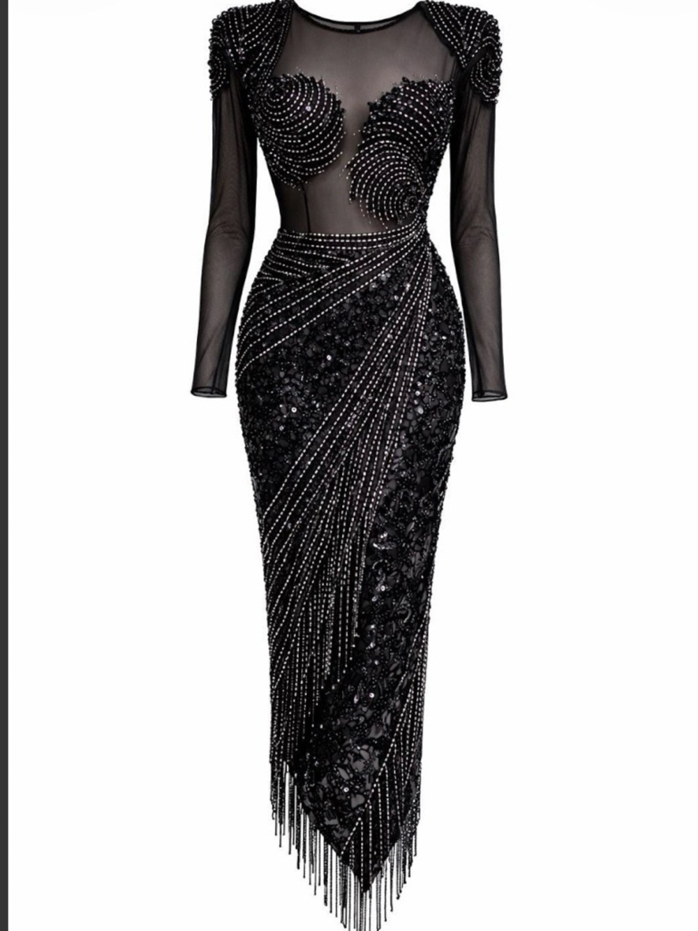 Vintage Casadei black evening Dress made in Italy Sequin Beaded size Euro 6 - Picture 2 of 9